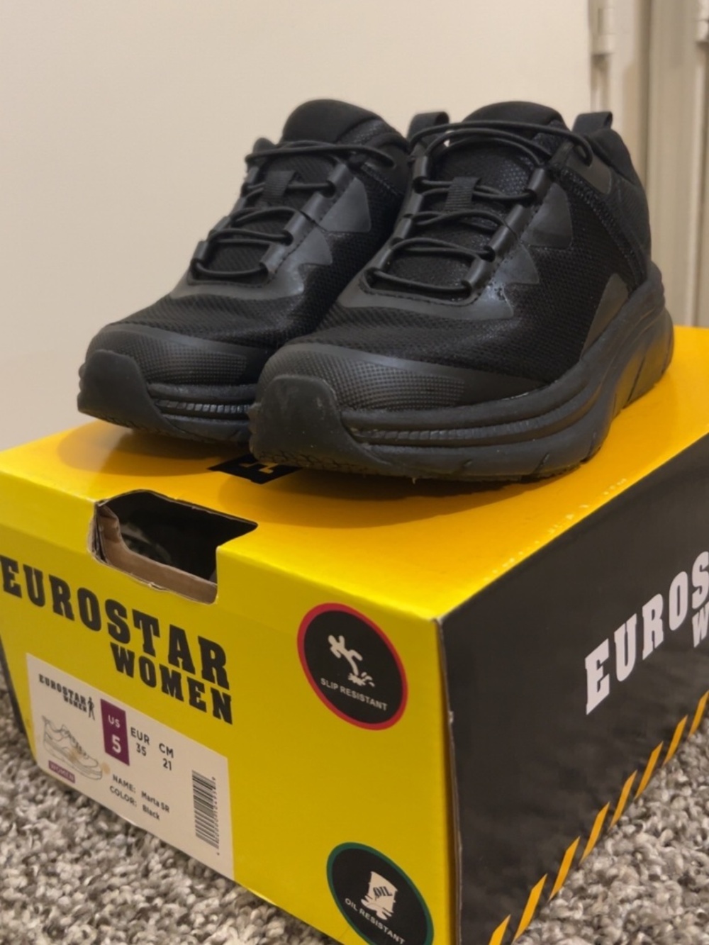 Women’s Non-Slip Work Shoes Black Size 5